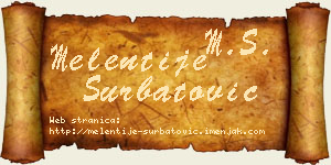 Melentije Šurbatović vizit kartica